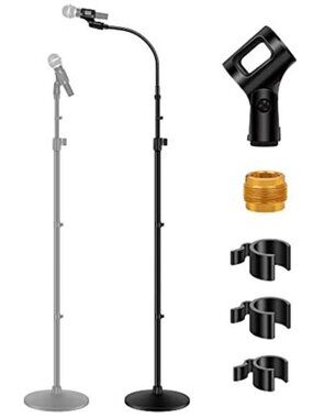 Microphone Stand, Mic Stand Detachable Gooseneck Mic Floor Stand Height